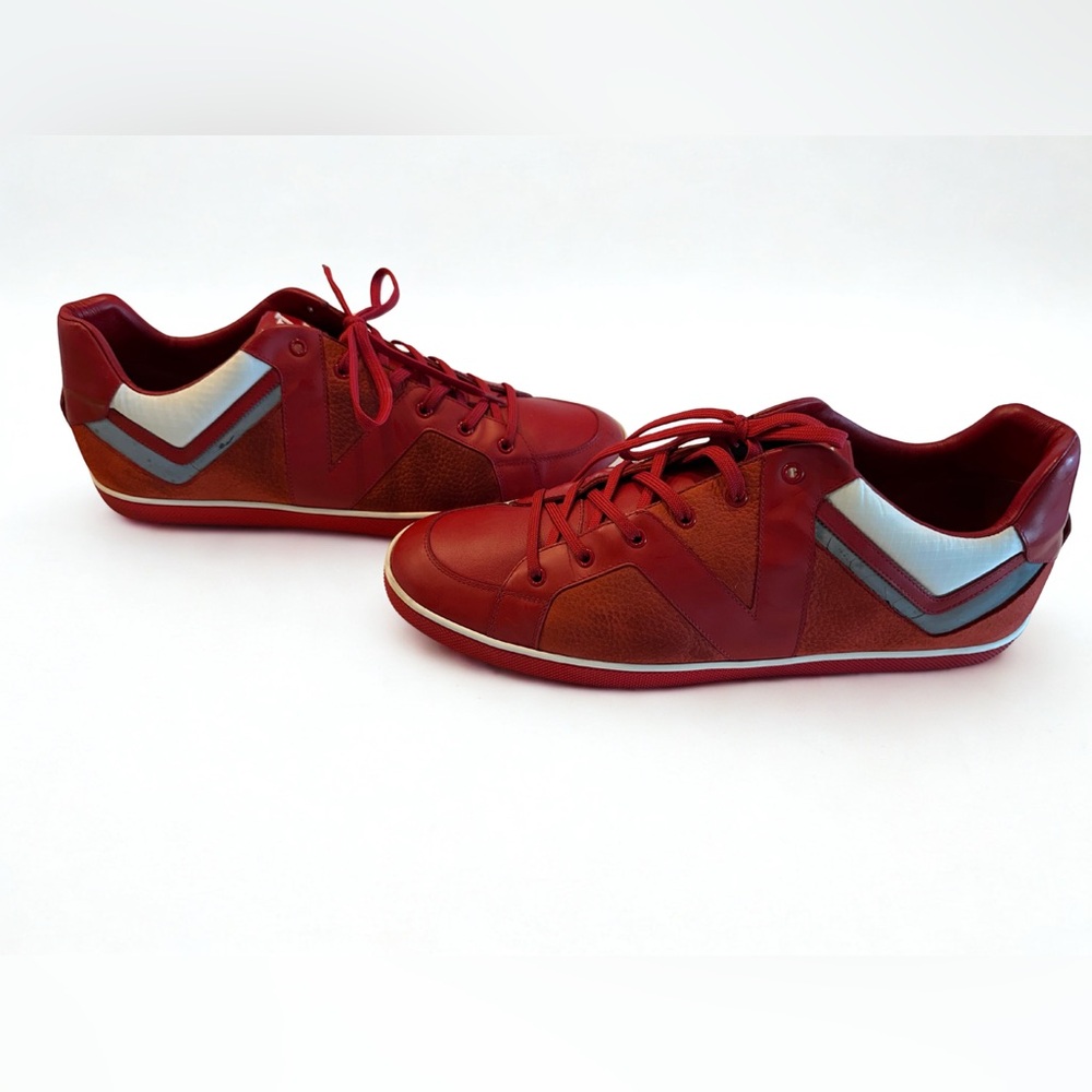 Louis Vuitton Red and White Men's Sneakers - Picture 3 of 6
